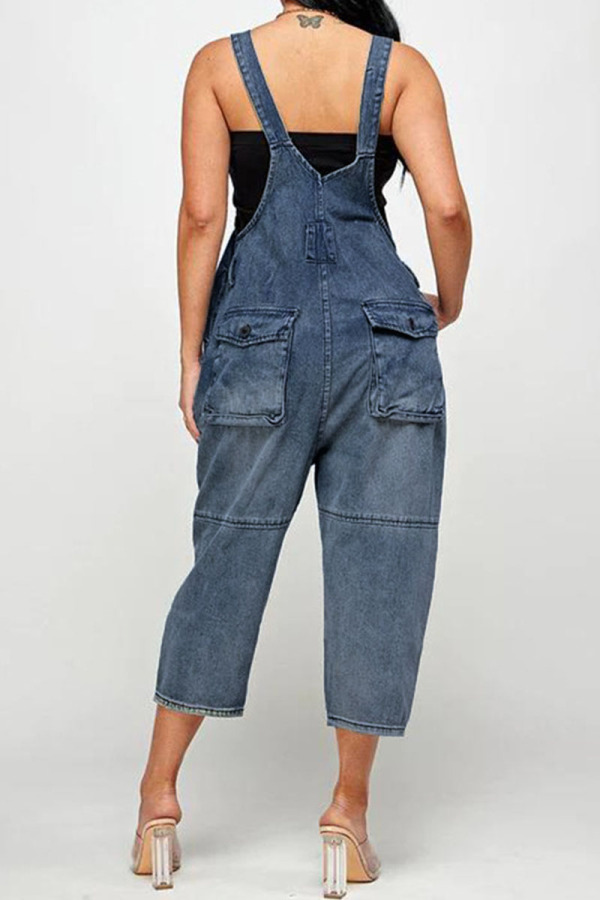 Casual Solid Patchwork Square Collar Straight Jumpsuits(4 Colors)