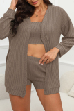 Casual Solid Basic Plus Size Three Piece Set