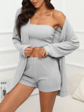 Casual Solid Basic Plus Size Three Piece Set