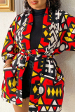 Casual Print With Belt Outerwear