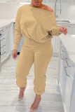 Black Casual Solid Basic Oblique Collar Plus Size Two Pieces