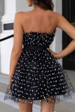 Sexy Casual Dot Patchwork Backless Strapless Sleeveless Dress Dresses
