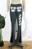 Casual Print Patchwork Regular High Waist Conventional Positioning Print Trousers