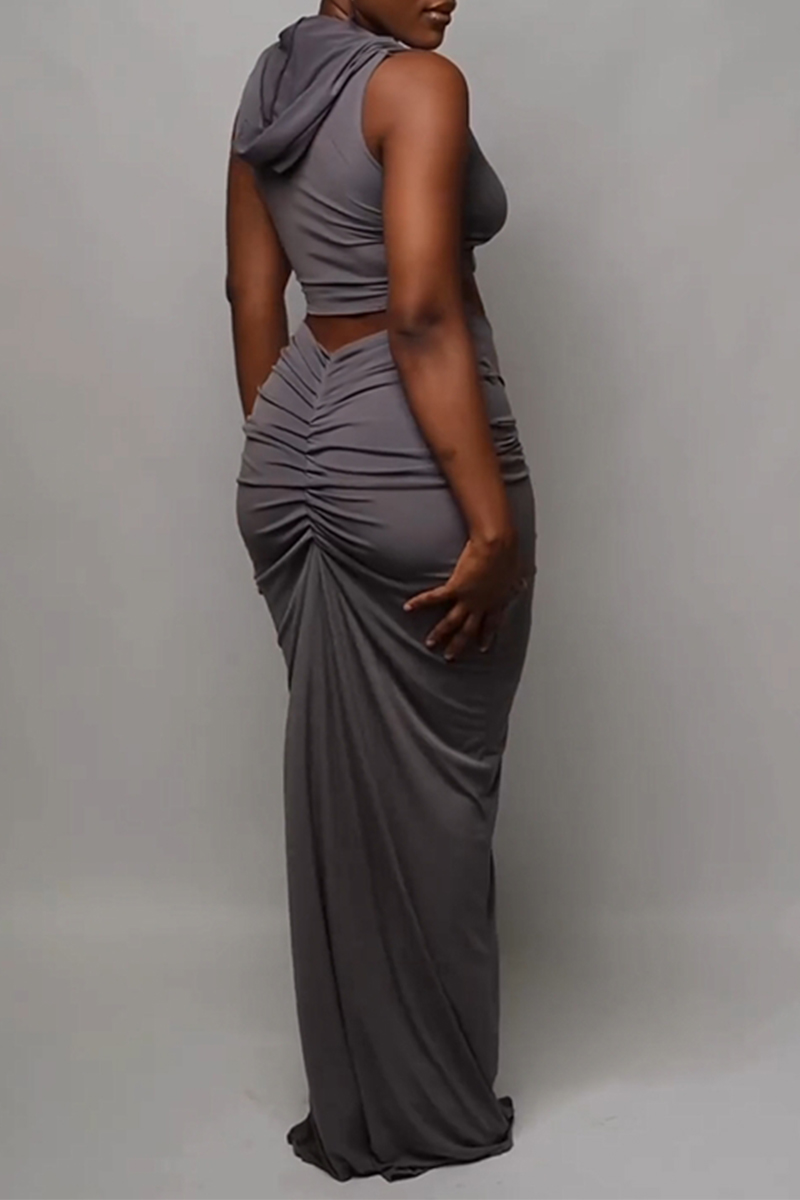 Sexy Vacation Solid Backless Fold Halter Sleeveless Two Pieces