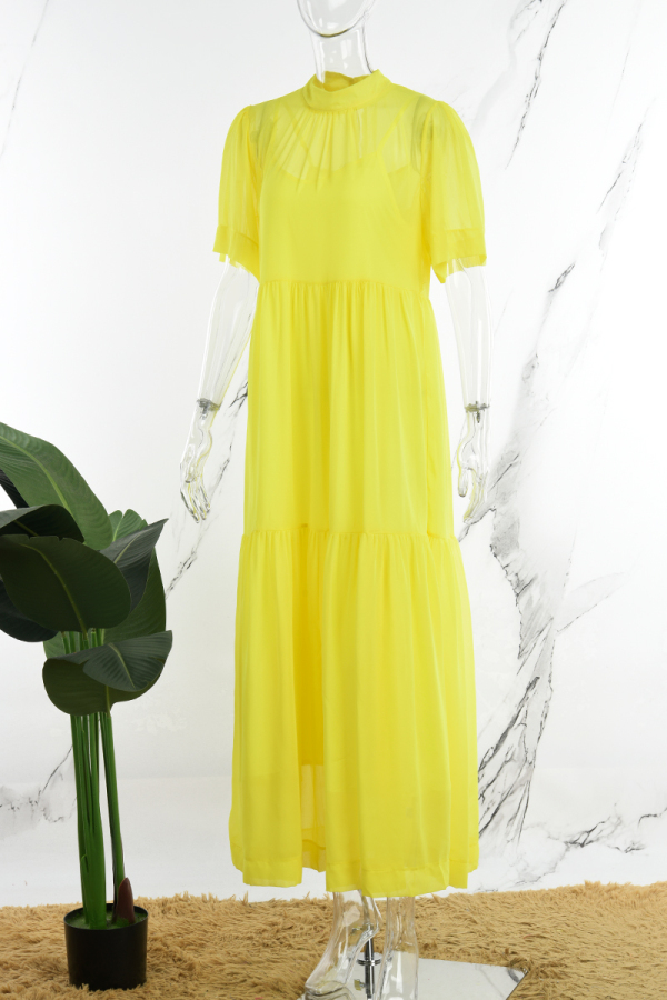 Casual Solid Patchwork Turtleneck Straight Dresses