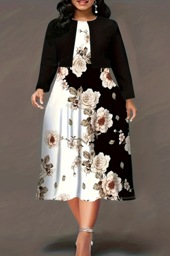 Casual Print Basic O Neck Plus Size Two Pieces
