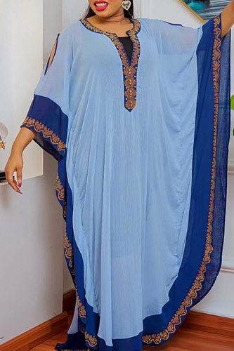 Casual Patchwork Hot Drill Contrast V Neck Plus Size Two Pieces (Subject To The Actual Object )