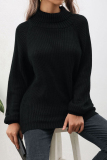 Daily Simplicity Solid Patchwork Turtleneck Tops