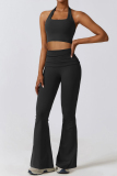 Sportswear Solid Patchwork Halter Boot Cut Jumpsuits
