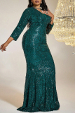 Formal Patchwork Sequins V Neck Long Dress Plus Size Dresses