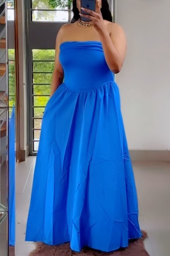 Casual Sweet Daily Elegant Simplicity Solid Color Strapless Dresses