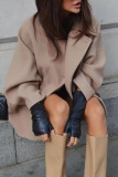 Casual Solid Slit Turndown Collar Outerwear