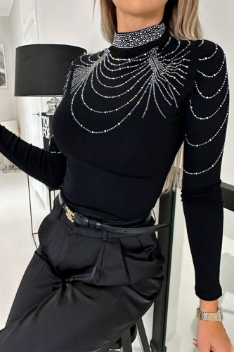 Casual Street Solid Hot Drill Half A Turtleneck Tops