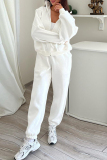 Casual Simplicity Solid Zipper Turndown Collar Long Sleeve Two Pieces