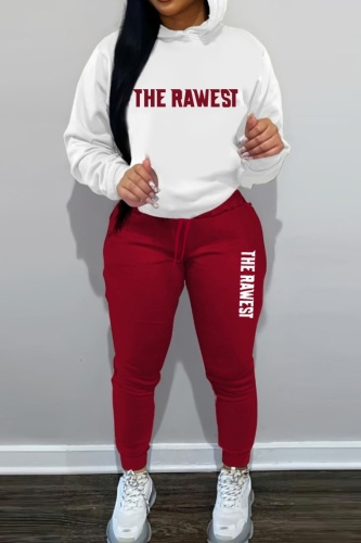 Casual Letter Print Basic Hooded Collar Long Sleeve Two Pieces