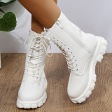 Casual Patchwork Frenulum Round Keep Warm Comfortable Out Door Shoes