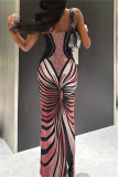 Sexy Casual Print Backless Slit Strapless Long Dress Dresses
