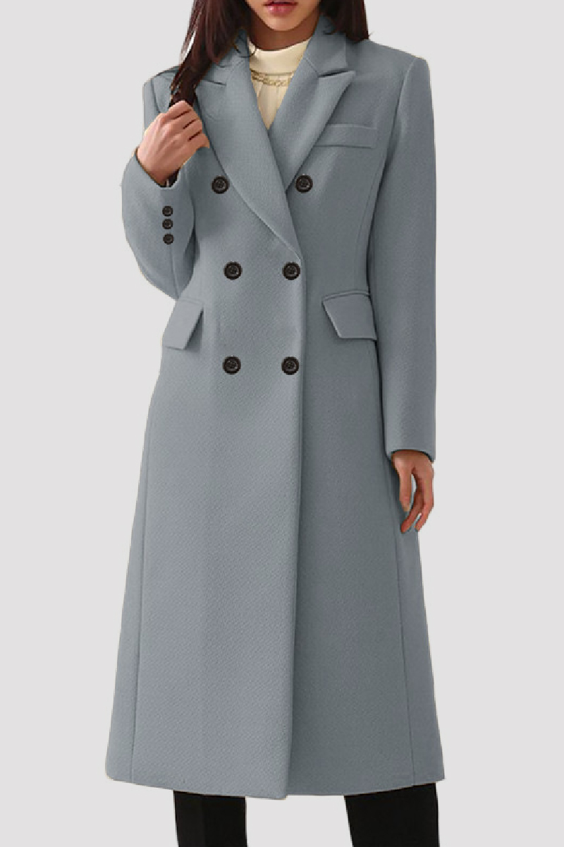 Casual Solid Split Joint Pocket Turndown Collar Outerwear