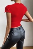 Sexy Casual Solid Hollowed Out See-through O Neck Tops