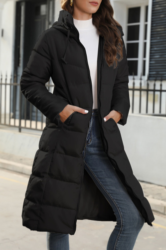 Casual Street Solid Pocket Zipper Hooded Collar Outerwear