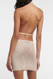 Sexy Party Solid Sequins Backless Halter Wrapped Skirt Dresses