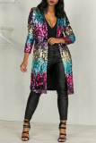 Casual Patchwork Sequins Cardigan Outerwear