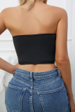 Sexy Casual Patchwork Sequins Backless Strapless Tops