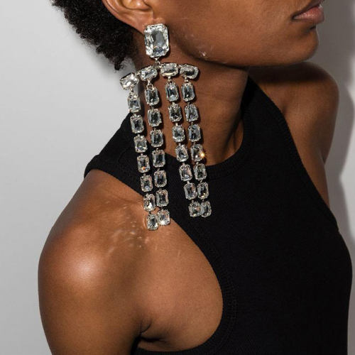 Casual Party Rhinestone Patchwork Earrings