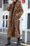 Casual Leopard Patchwork Cardigan Turndown Collar Outerwear