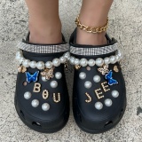 Casual Patchwork Pearl Rhinestone Round Comfortable Shoes