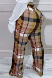 Casual Plaid Print Basic Regular High Waist Conventional Full Print Trousers