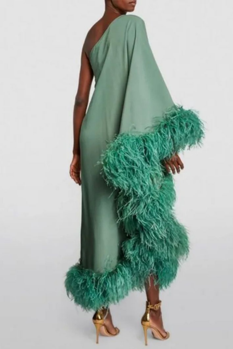 Scarf Collar Backless Solid Long Dress