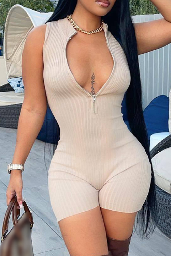 Casual Solid Color Sleeveless Off-shoulder Rompers