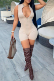 Casual Solid Color Sleeveless Off-shoulder Rompers