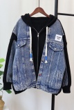 Casual Patchwork Contrast Hooded Collar Outerwear