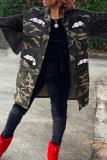 Casual Camouflage Print Sequins Patchwork Turndown Collar Outerwear