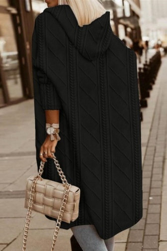 Casual Solid Cardigan Hooded Collar Outerwear