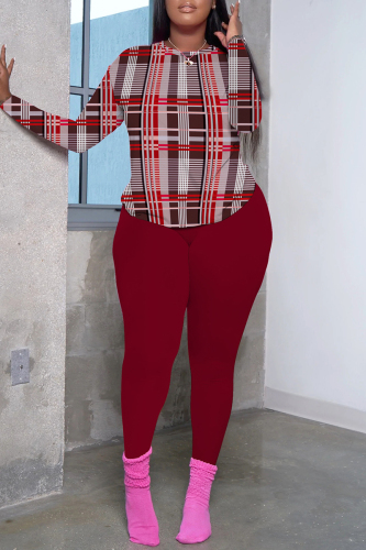 Casual Print Basic O Neck Long Sleeve Two Pieces