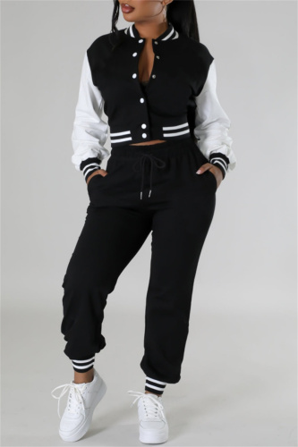 Casual Solid Patchwork Long Sleeve Two Pieces