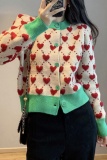 Casual Patchwork Buttons O Neck Outerwear