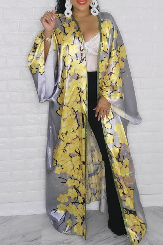 Casual Print Cardigan Outerwear