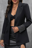 Sexy Work Solid Patchwork Turn-back Collar Outerwear