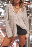 Casual Solid Sequins Turndown Collar Tops