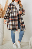 Casual Plaid Patchwork Hooded Collar Plus Size Overcoat