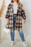 Casual Plaid Patchwork Hooded Collar Plus Size Overcoat