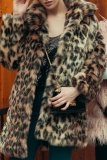 Casual Leopard Patchwork Cardigan Turndown Collar Outerwear