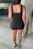Sexy Casual Solid Hollowed Out Backless V Neck Sleeveless Dress Dresses