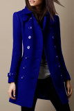 Casual Solid Patchwork Buttons Turndown Collar Outerwear