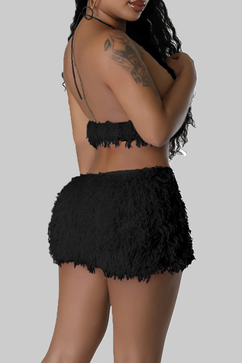 Sweet Elegant Solid Patchwork Halter Tops