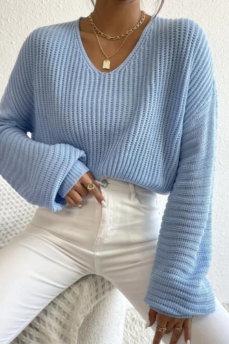Casual Solid Basic V Neck Tops